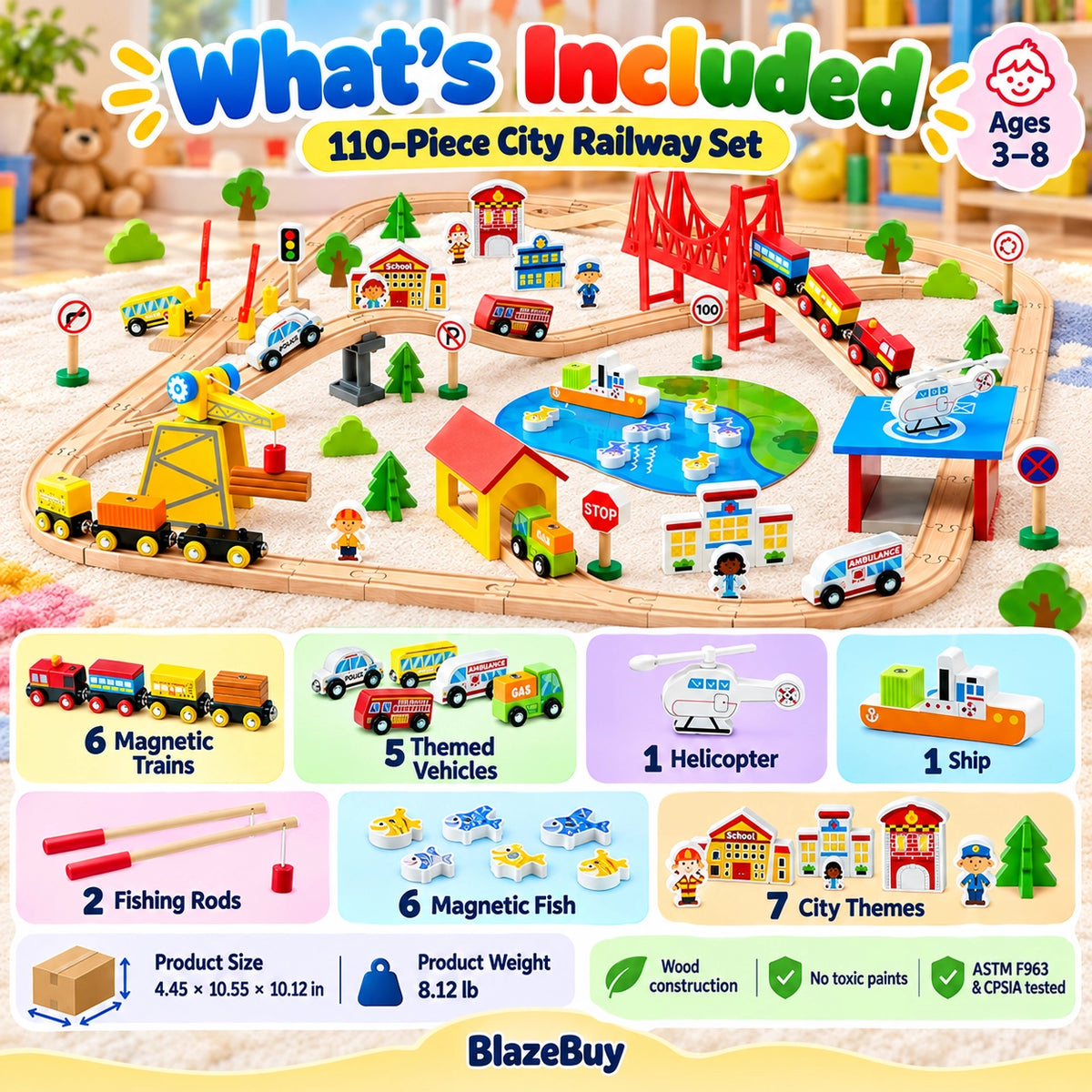 Wooden Magnetic Train Adventure Set
