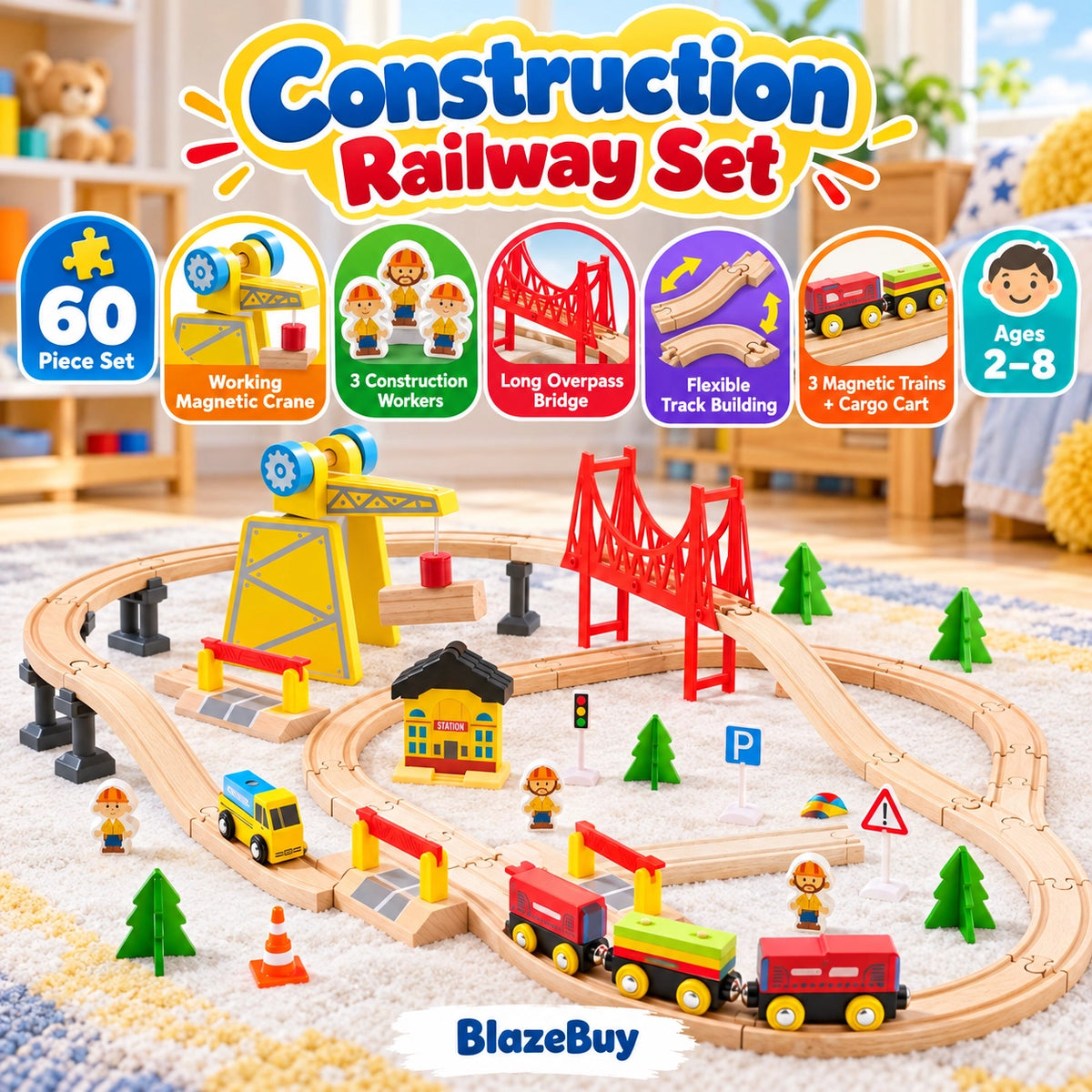 Wooden Magnetic Train Adventure Set