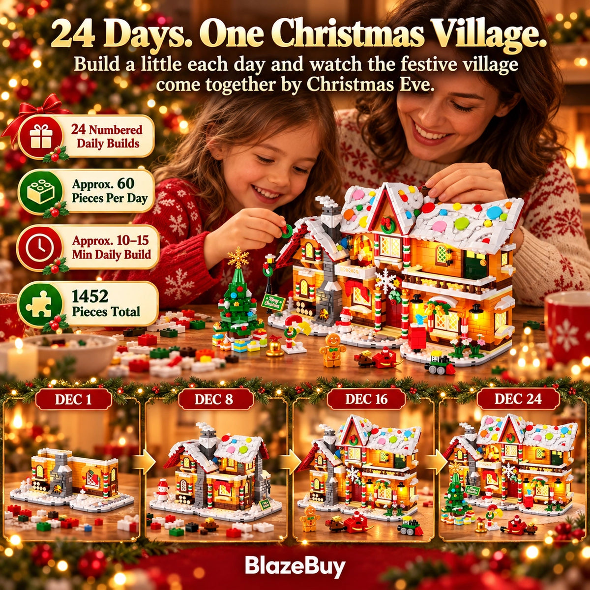 Christmas Gingerbread Advent Building Village