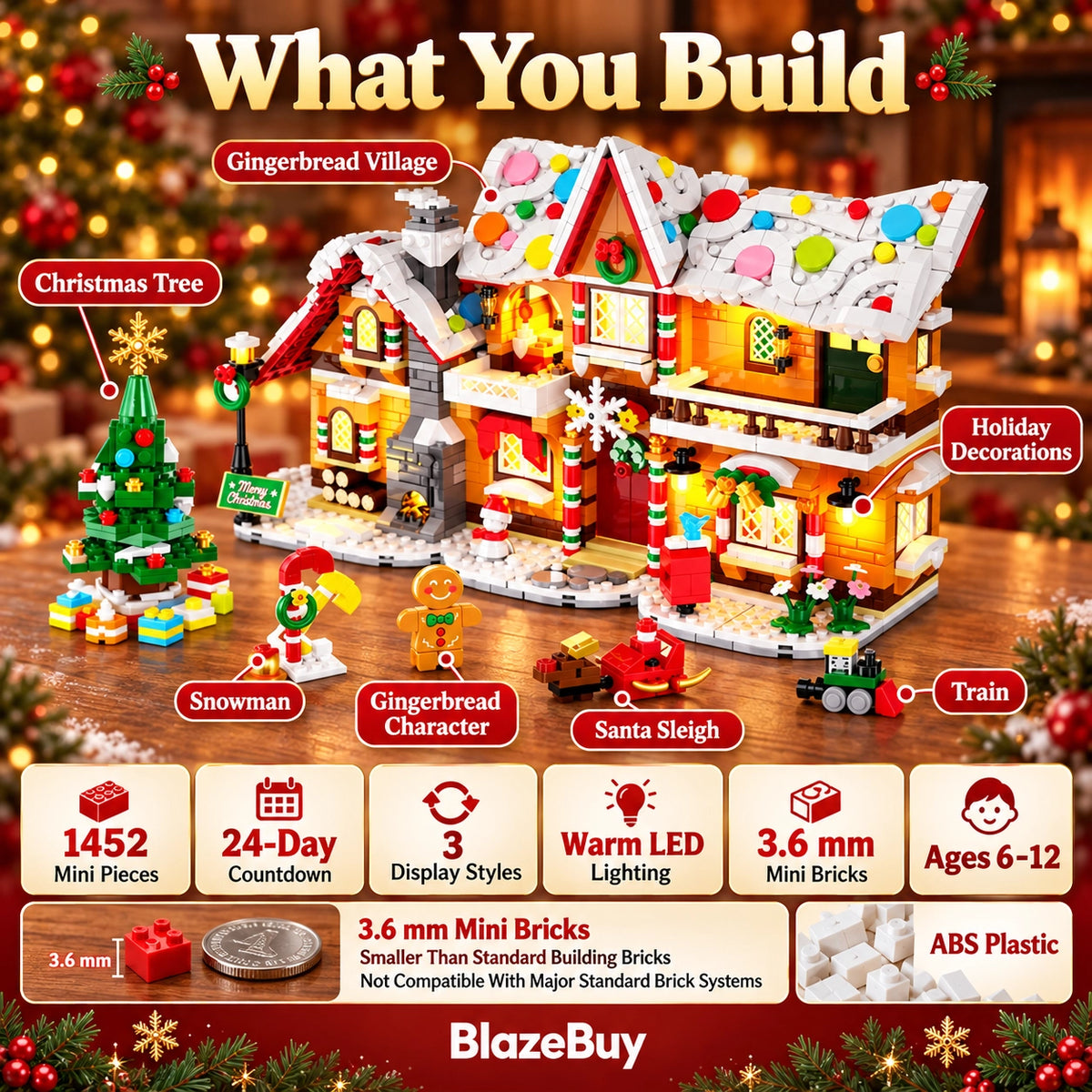 Christmas Gingerbread Advent Building Village