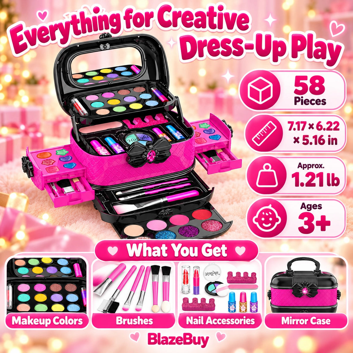 Kids Washable Makeup Vanity Set