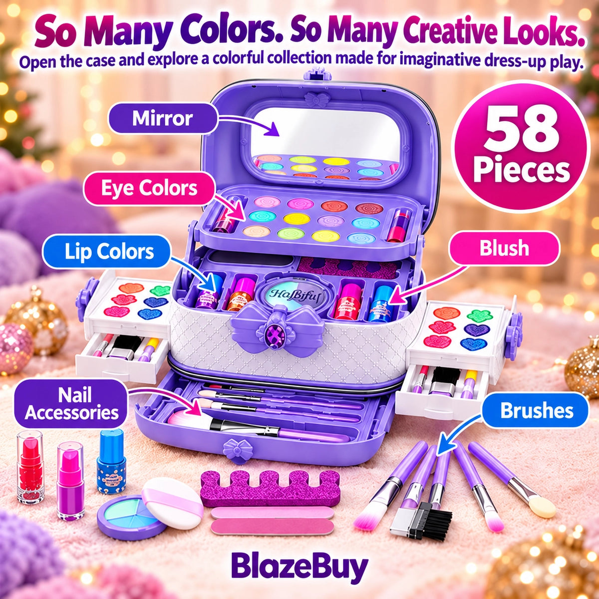 Kids Washable Makeup Vanity Set
