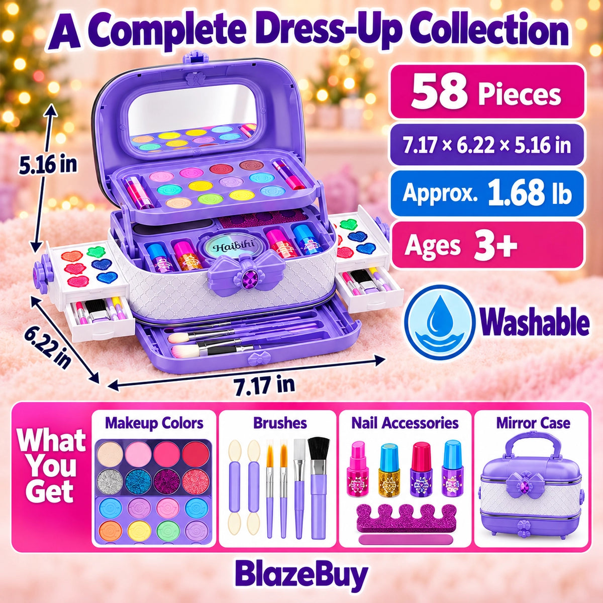 Kids Washable Makeup Vanity Set