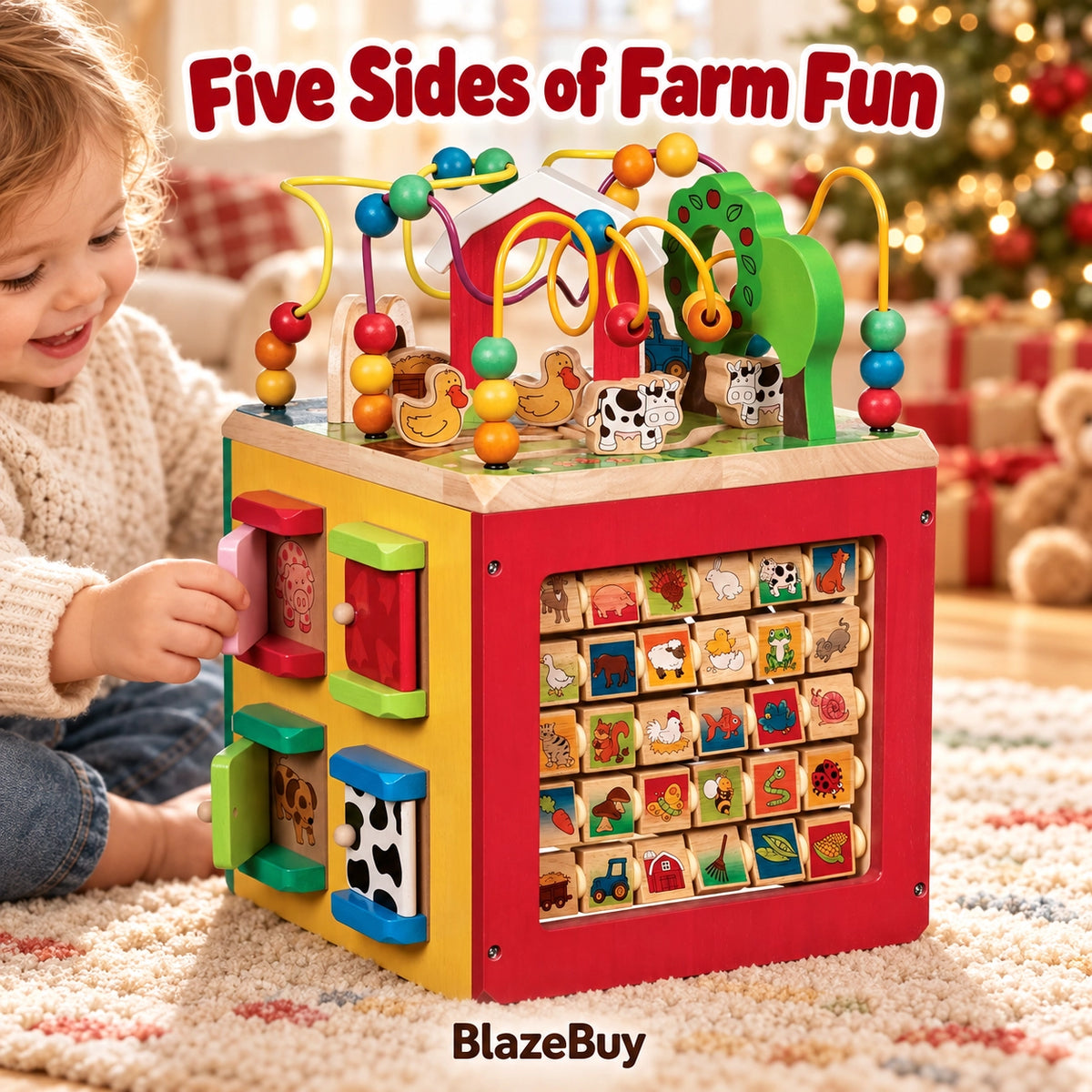Wooden Farm Activity Cube Center