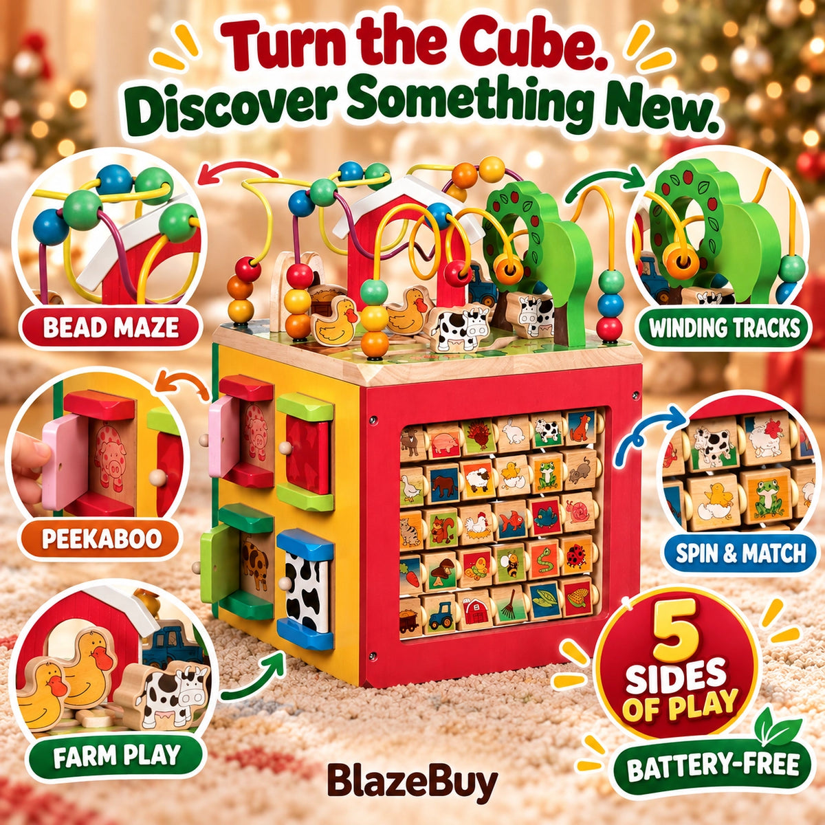 Wooden Farm Activity Cube Center