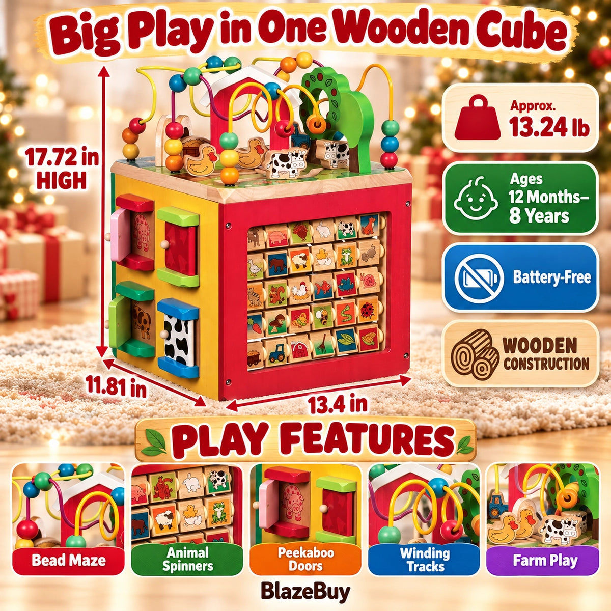 Wooden Farm Activity Cube Center