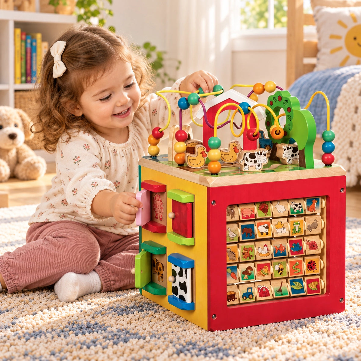 Wooden Farm Activity Cube Center