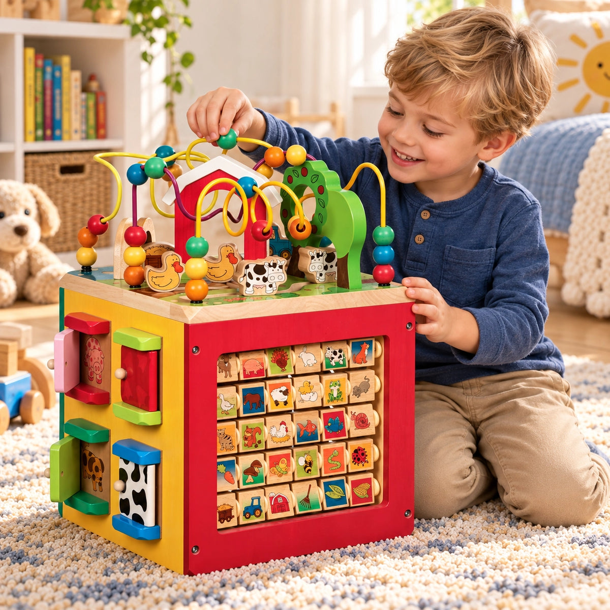 Wooden Farm Activity Cube Center