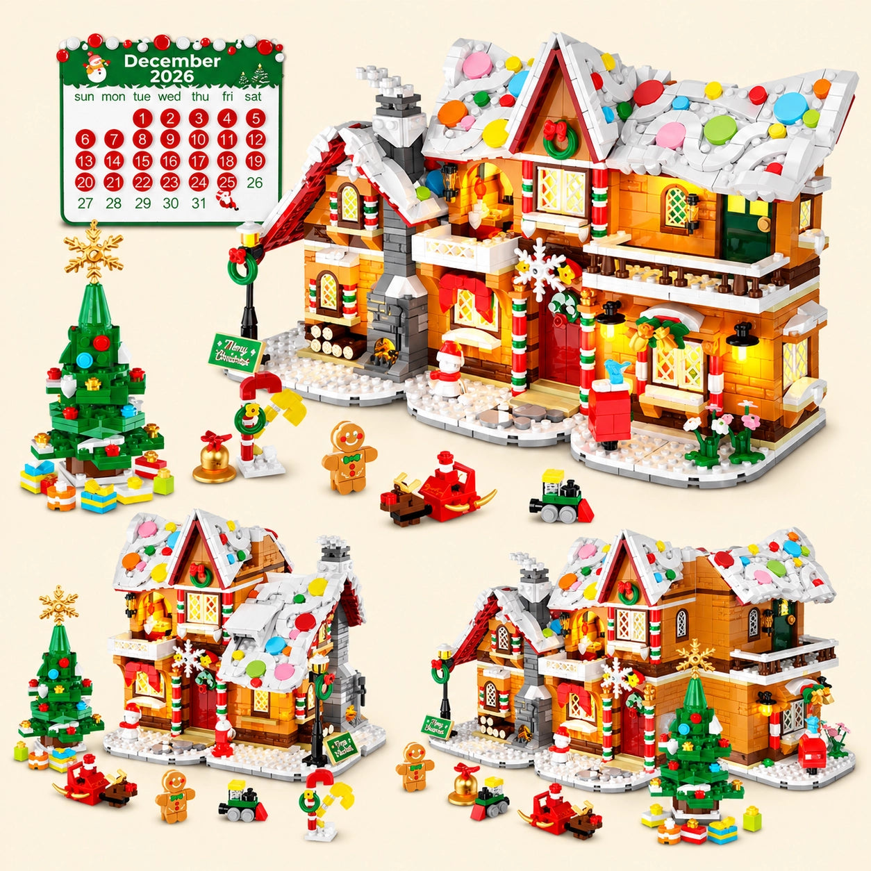 Christmas Gingerbread Advent Building Village