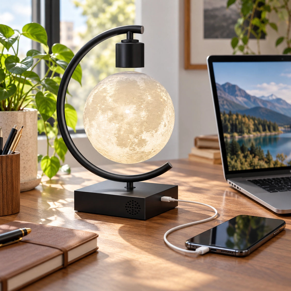 Magnetic Levitating Moon Speaker Lamp