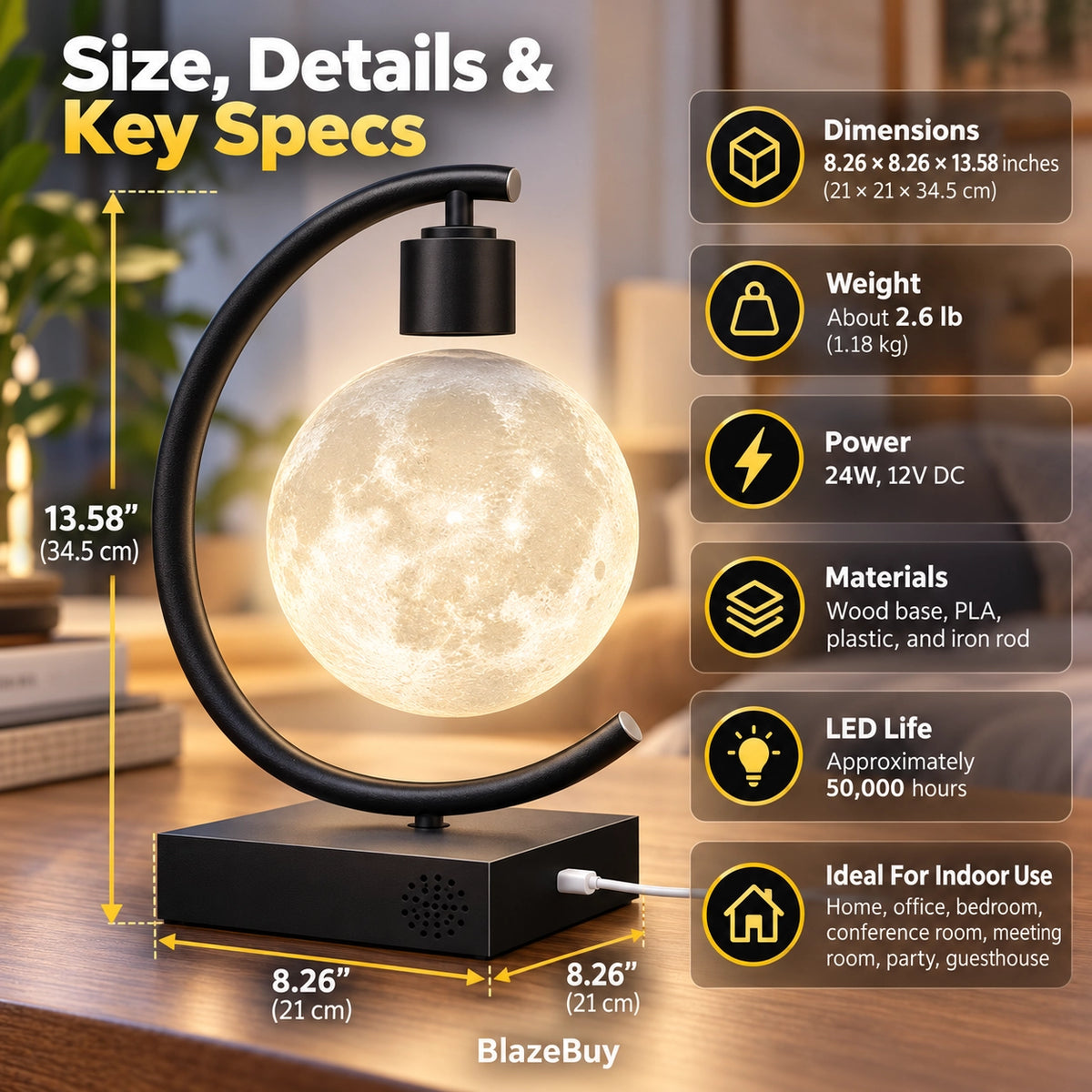Magnetic Levitating Moon Speaker Lamp