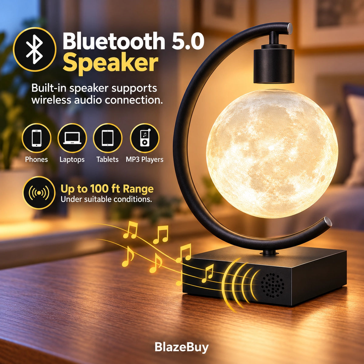Magnetic Levitating Moon Speaker Lamp
