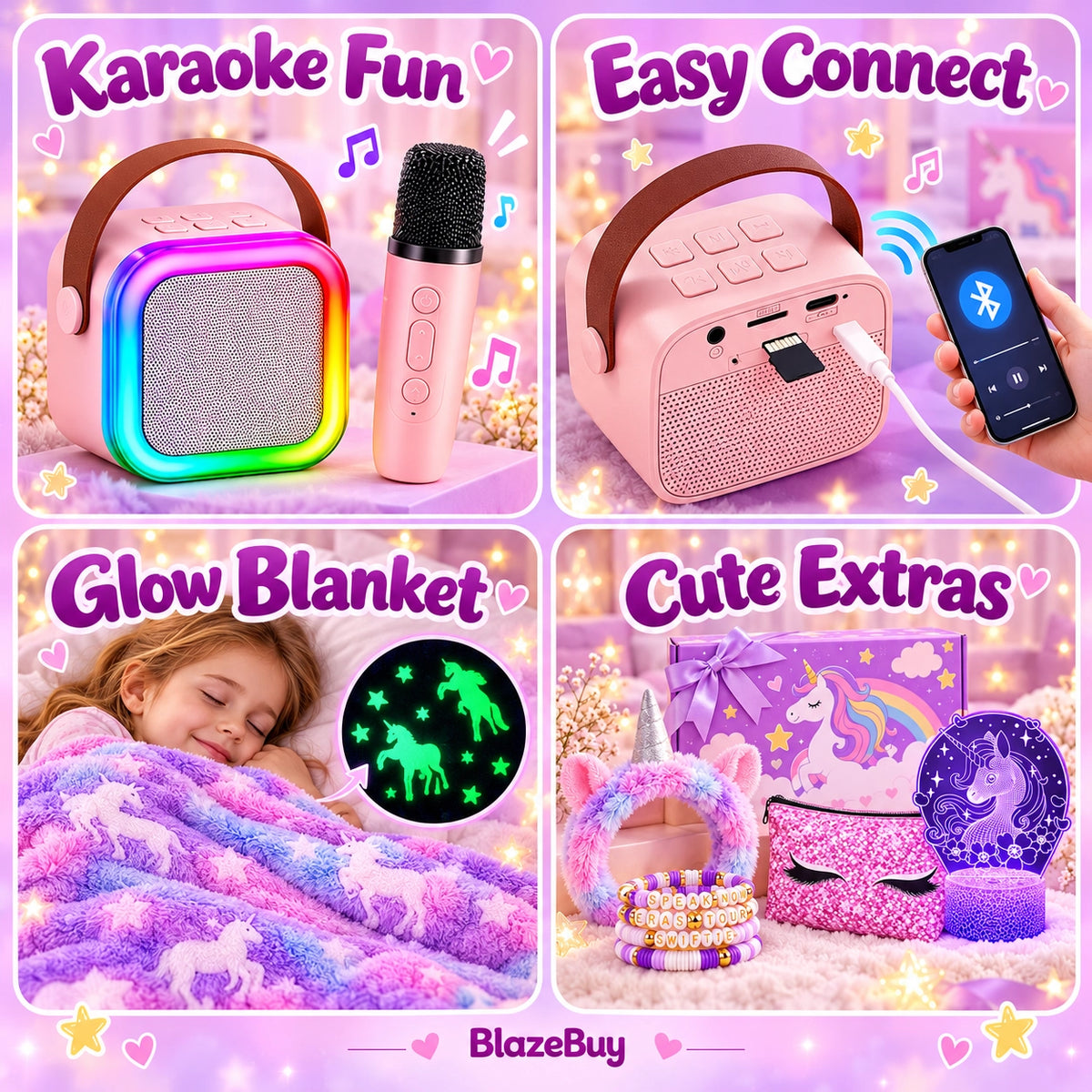 Unicorn Karaoke Glow Gift Set