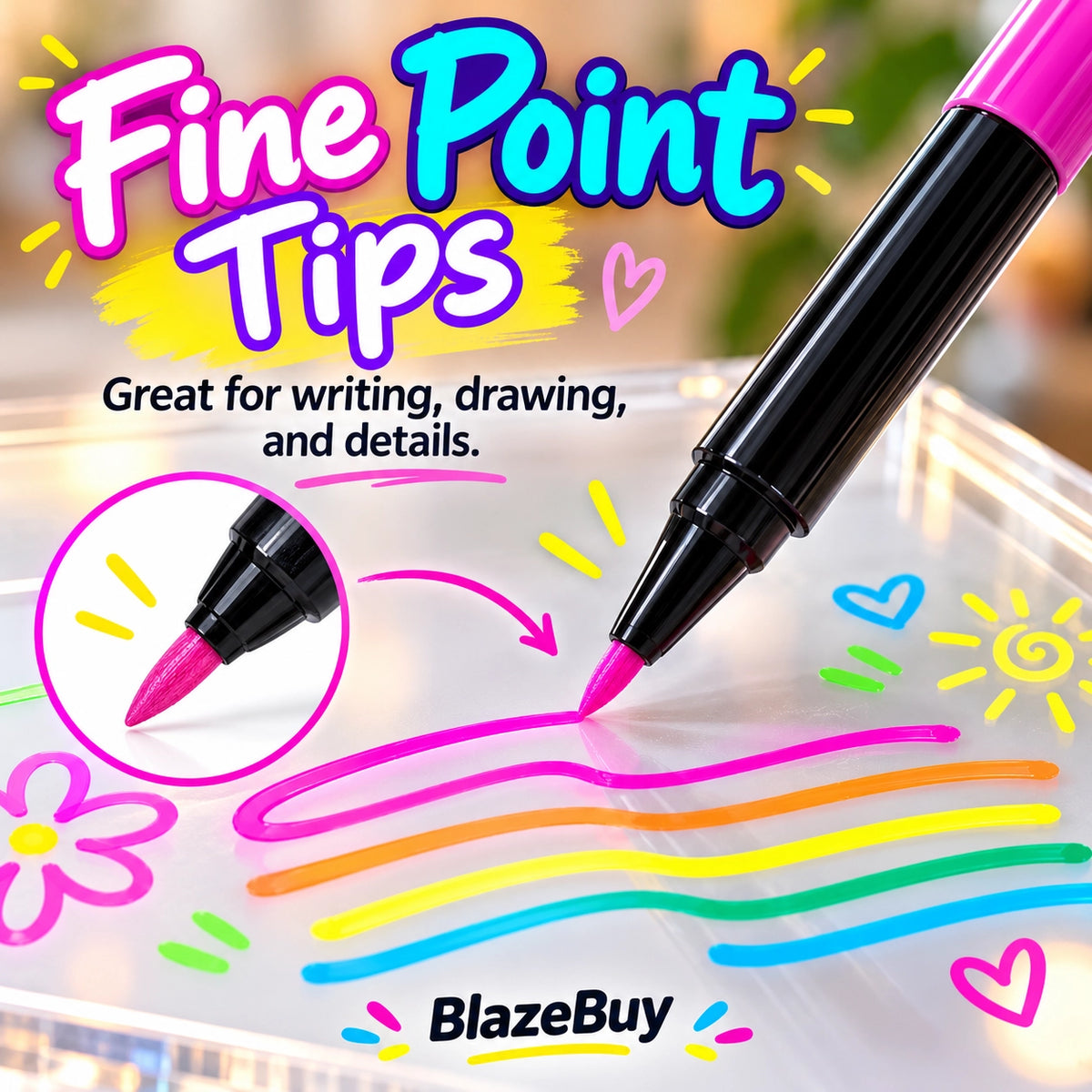 Neon Erasable Marker Pen Set