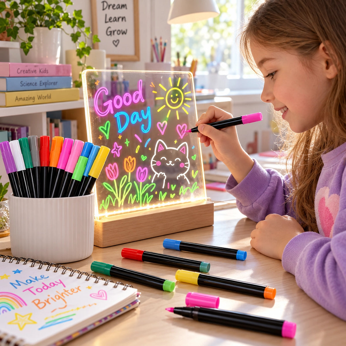 Neon Erasable Marker Pen Set