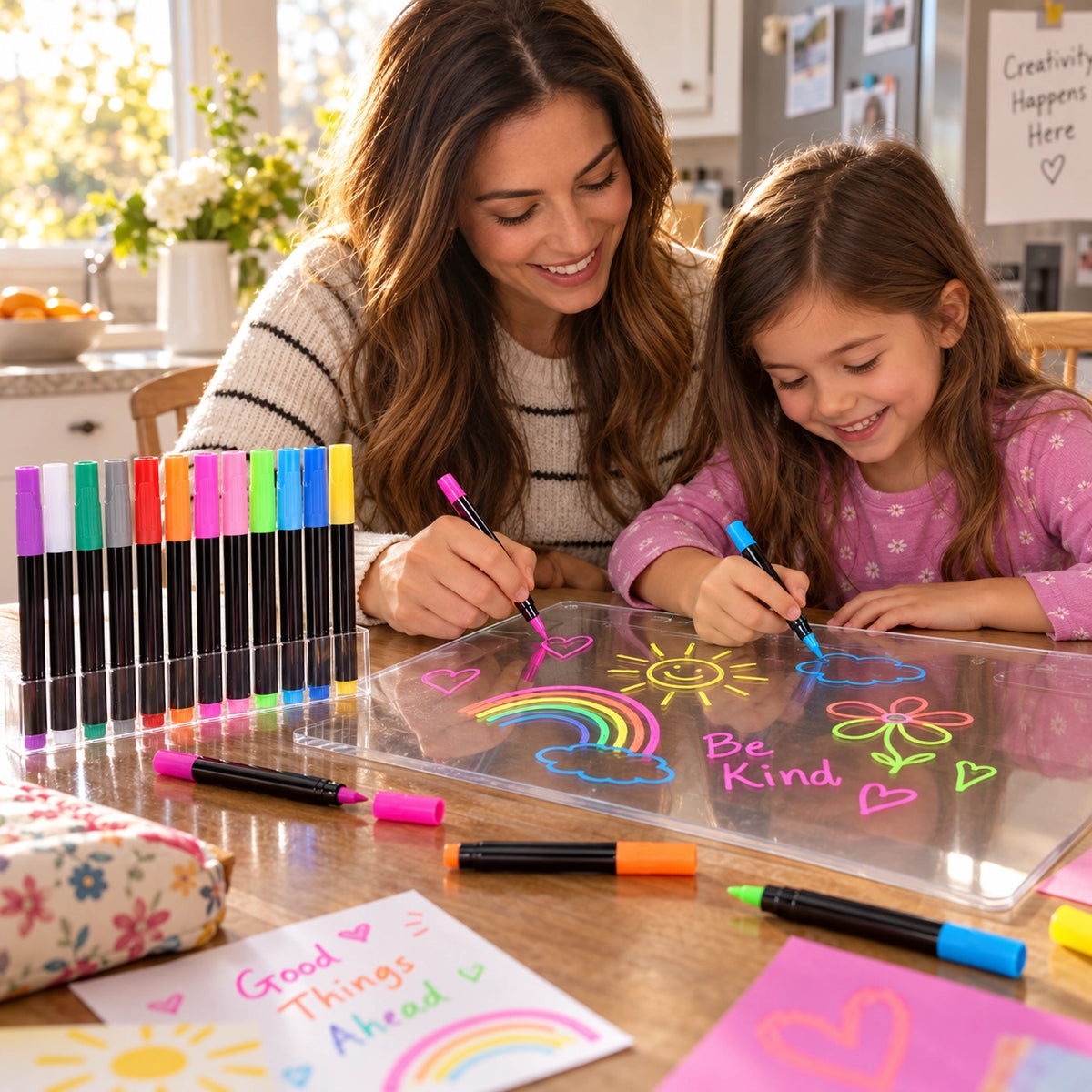 Neon Erasable Marker Pen Set