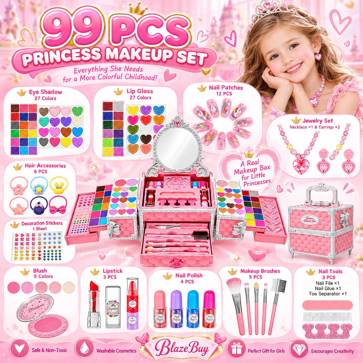 Kids Washable Princess Makeup Set