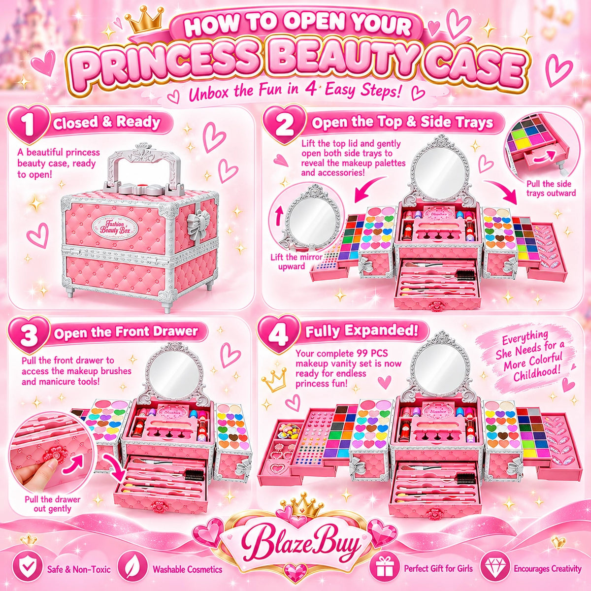 Kids Washable Princess Makeup Set