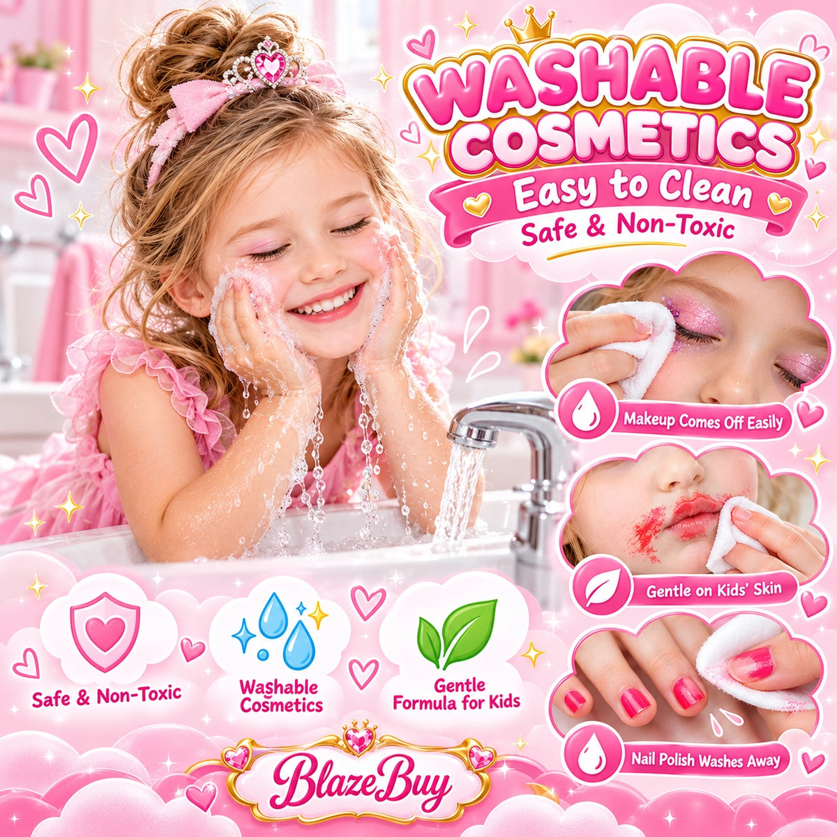 Kids Washable Princess Makeup Set