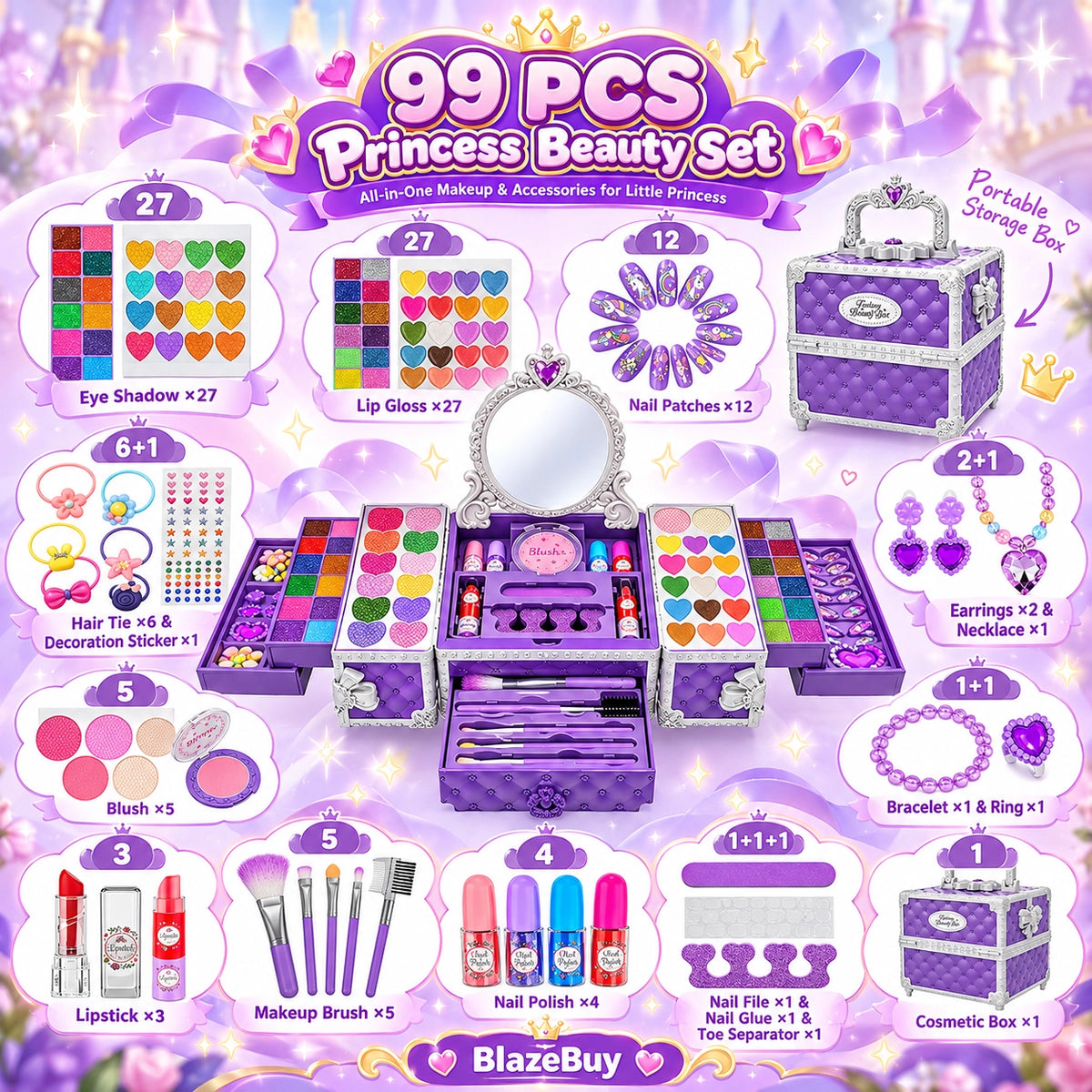 Kids Washable Princess Makeup Set