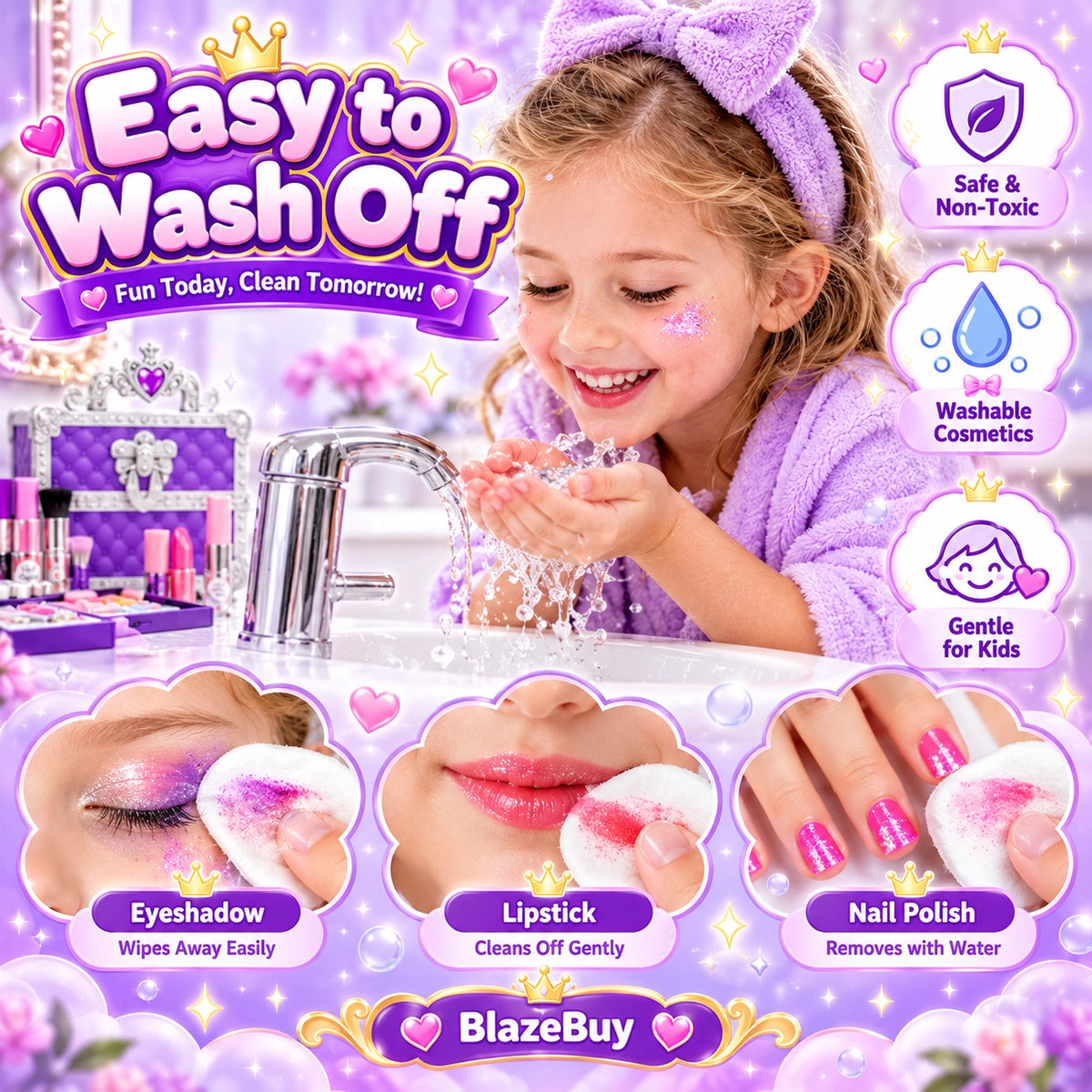 Kids Washable Princess Makeup Set