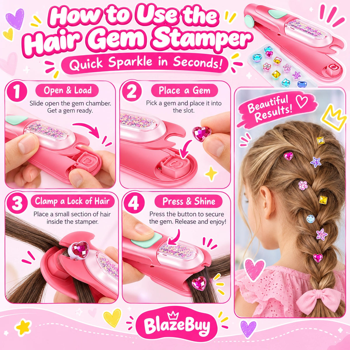 Reusable Hair Gem Stamper Kit