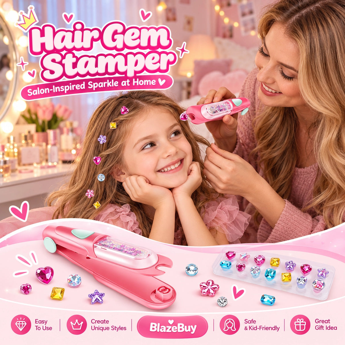 Reusable Hair Gem Stamper Kit