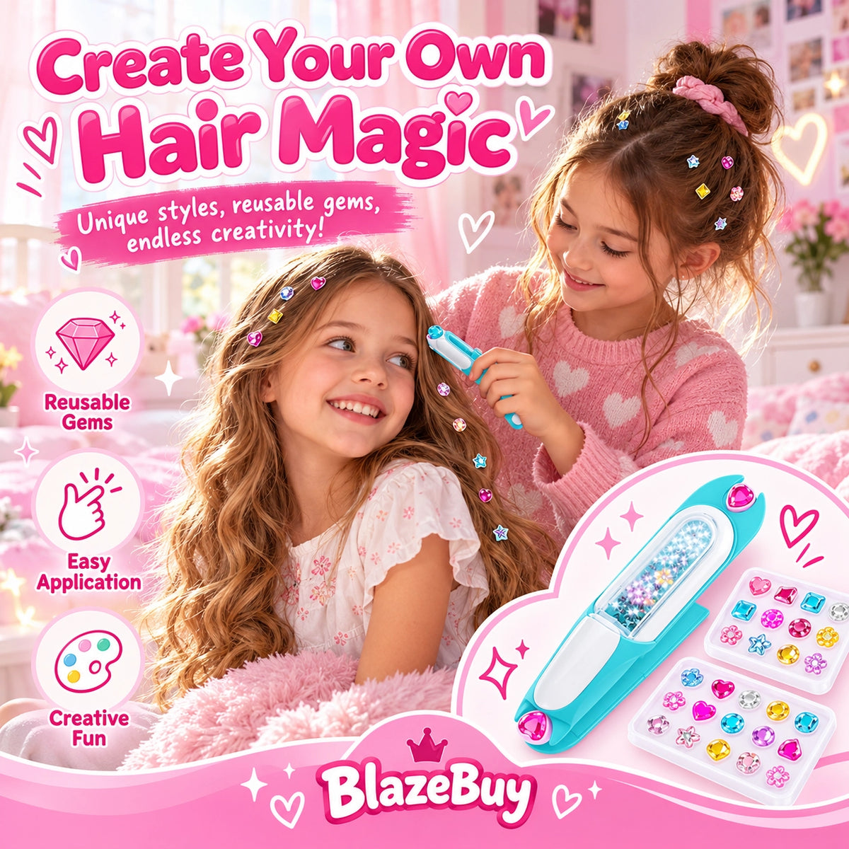 Reusable Hair Gem Stamper Kit
