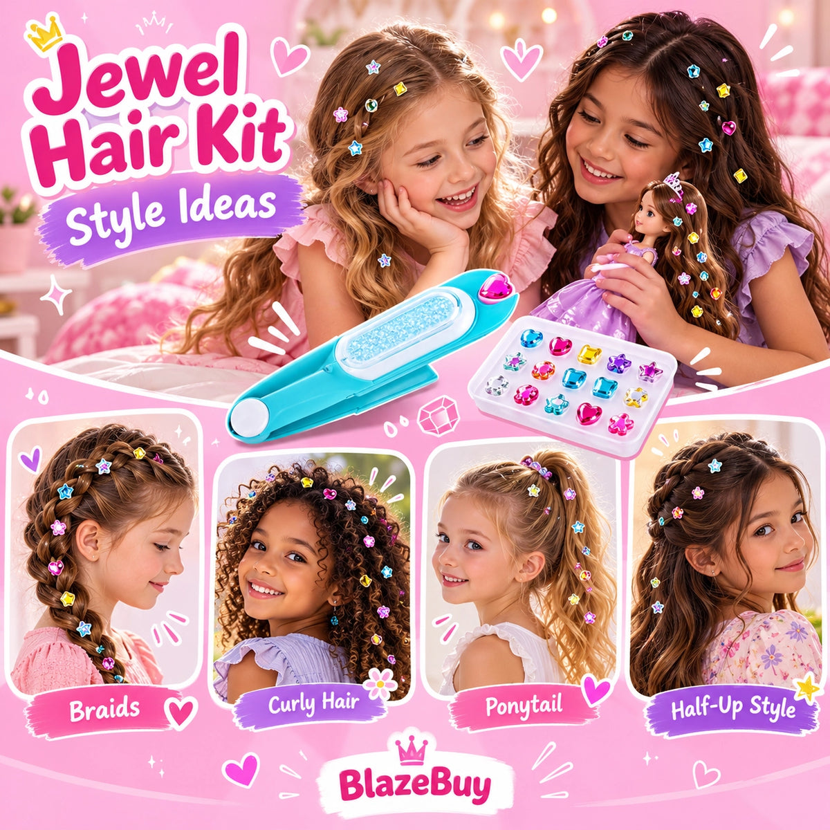 Reusable Hair Gem Stamper Kit