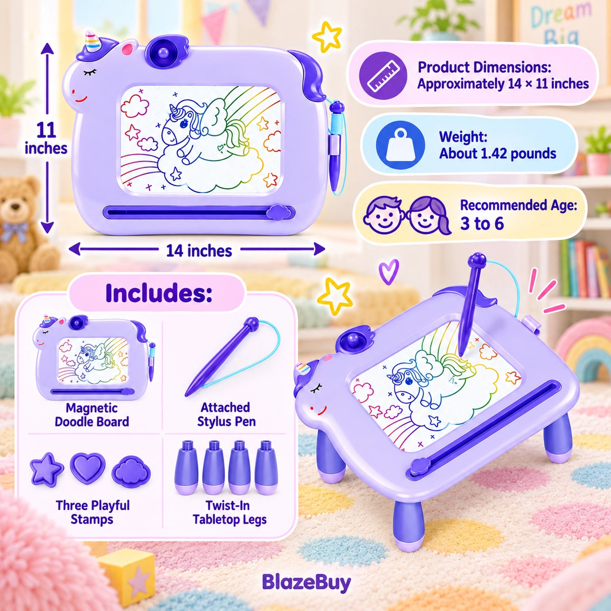 Unicorn Magnetic Drawing Board