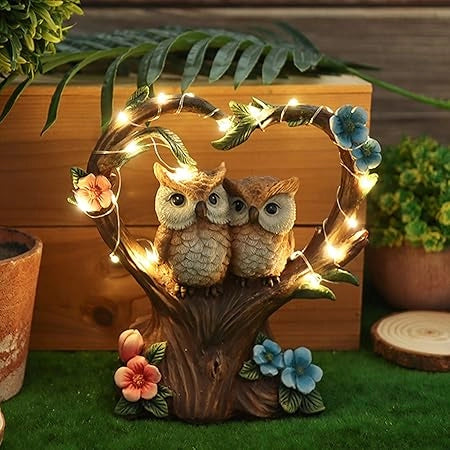 Solar Owl Garden Statue