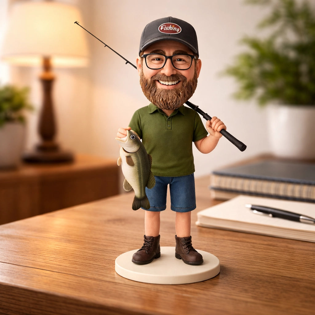 Personalized Fisherman Bobblehead Figure