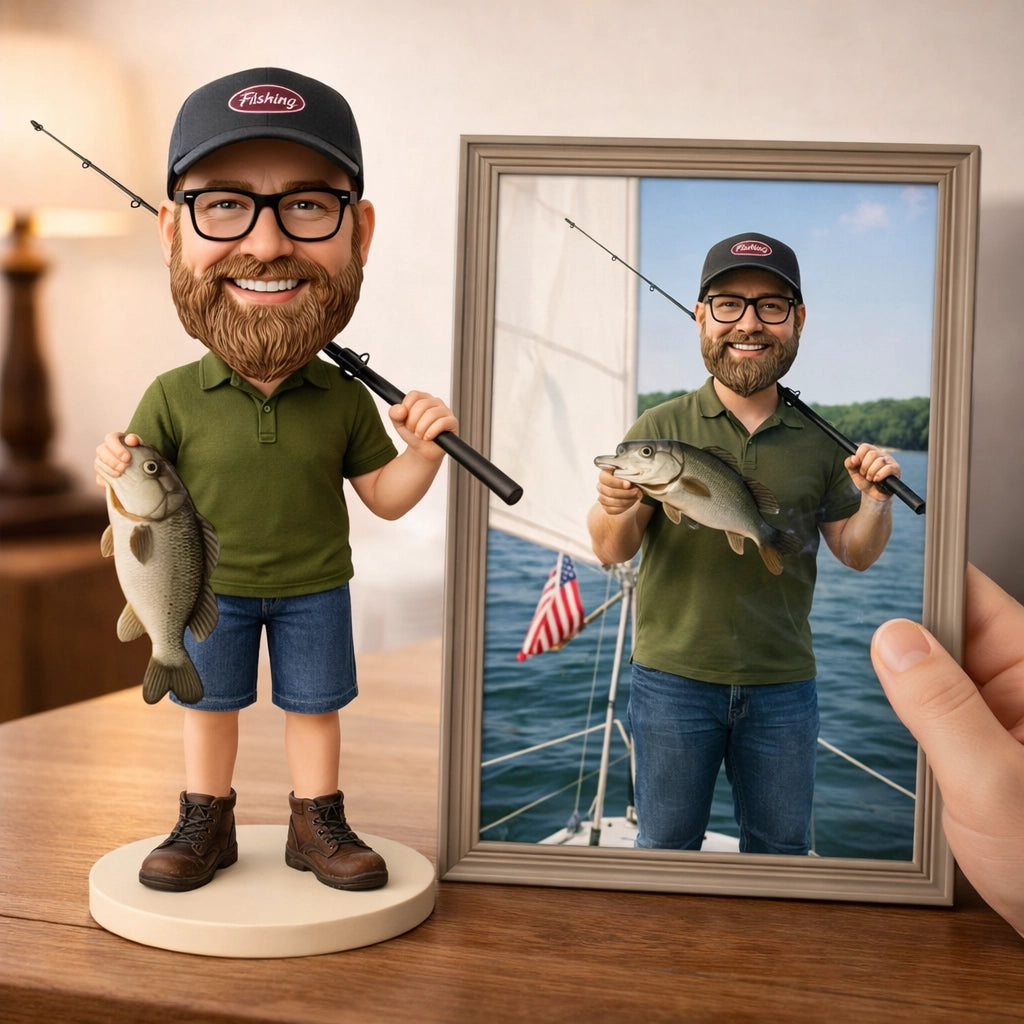 Personalized Fisherman Bobblehead Figure