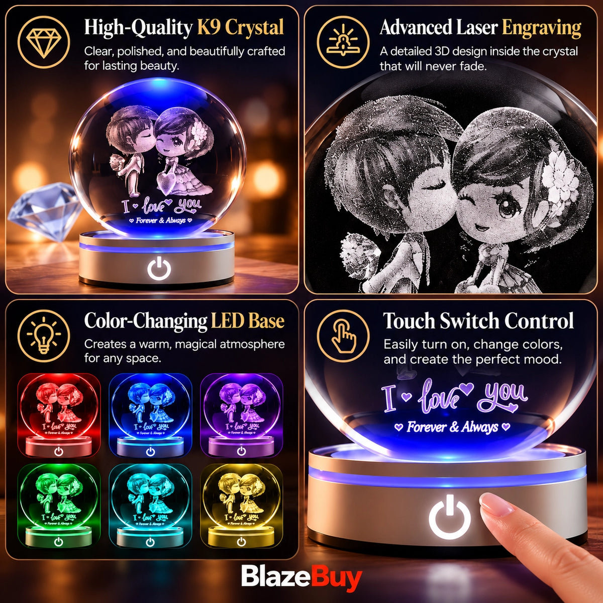 3D Crystal Light Globe