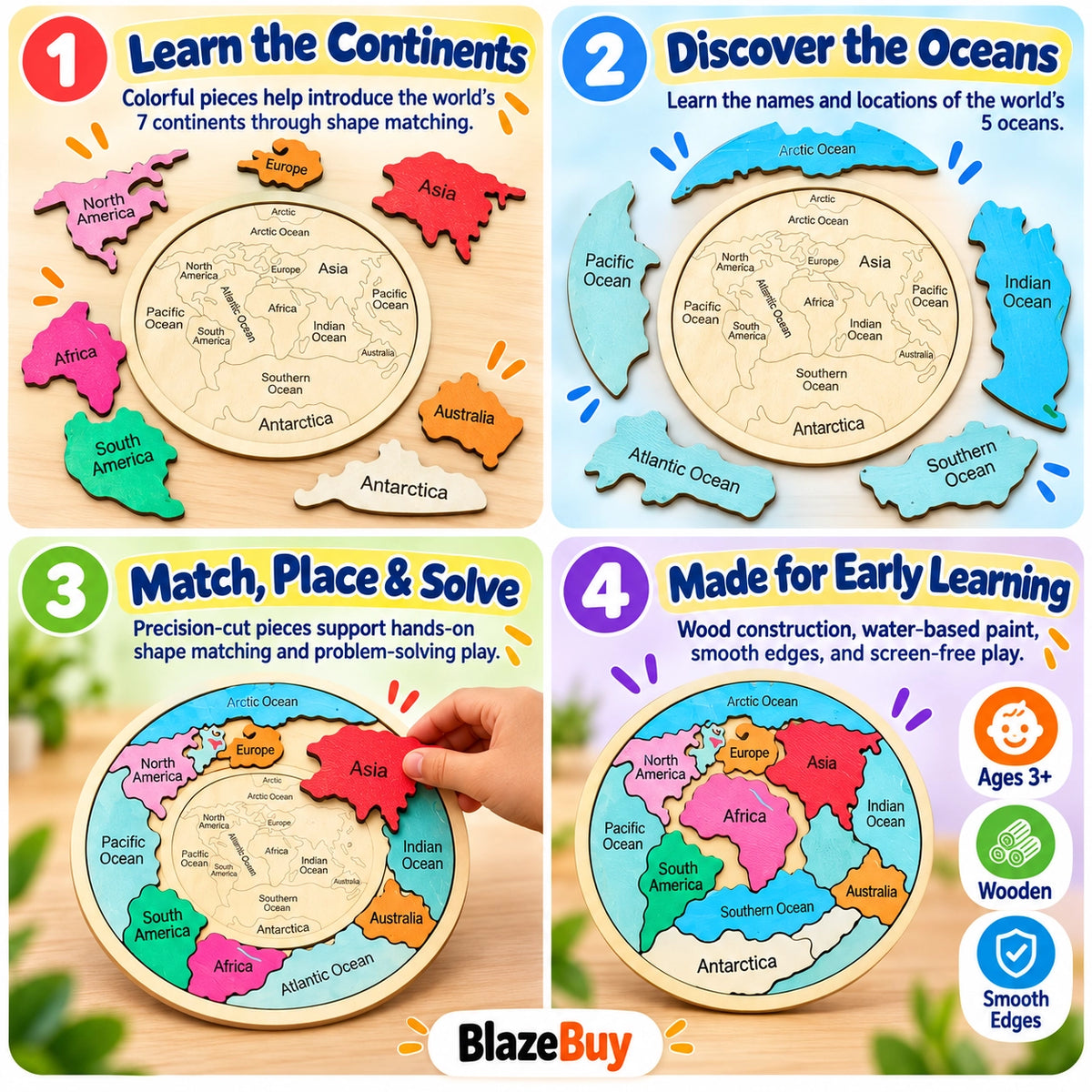 Wooden World Map Puzzle
