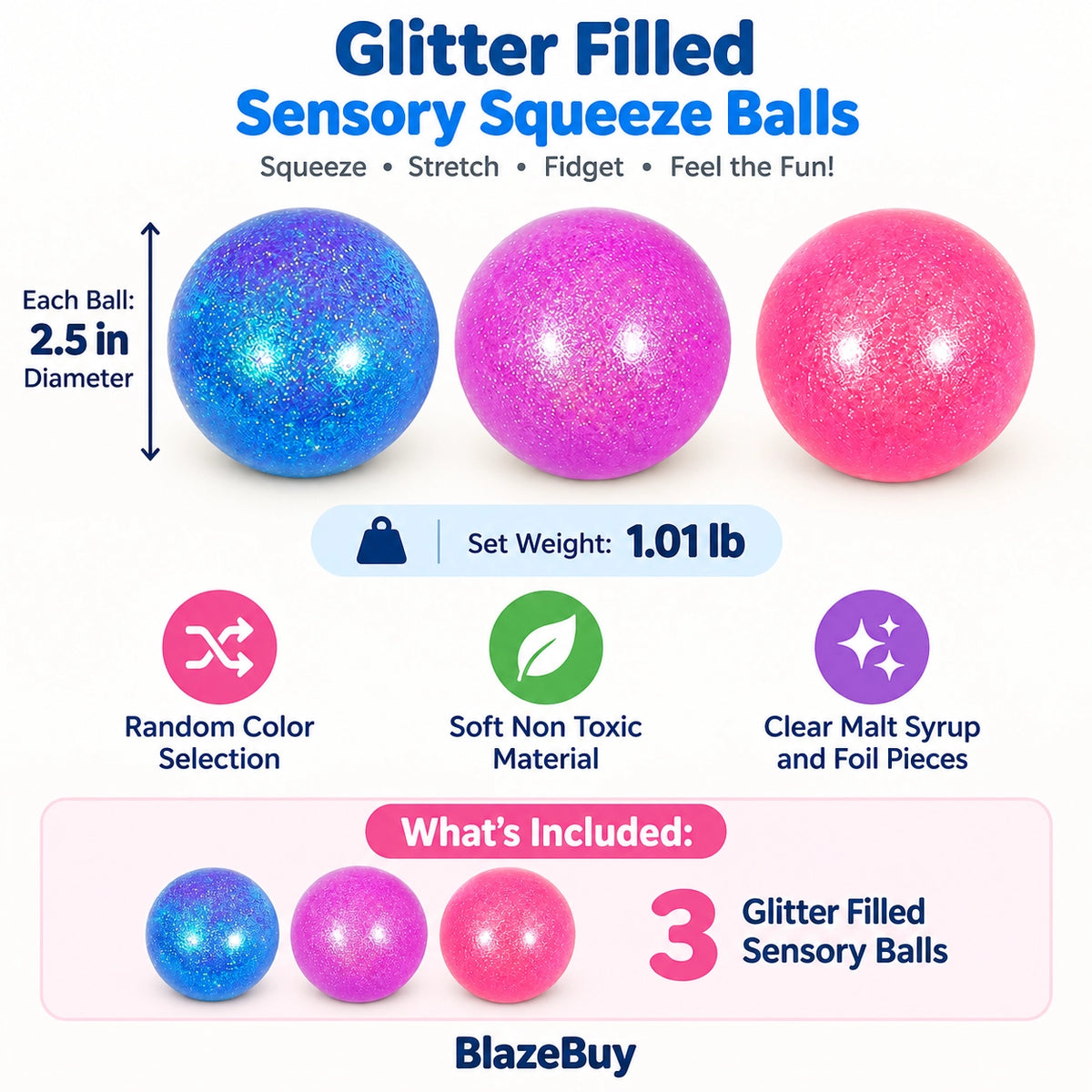 Glitter Stress Ball Set