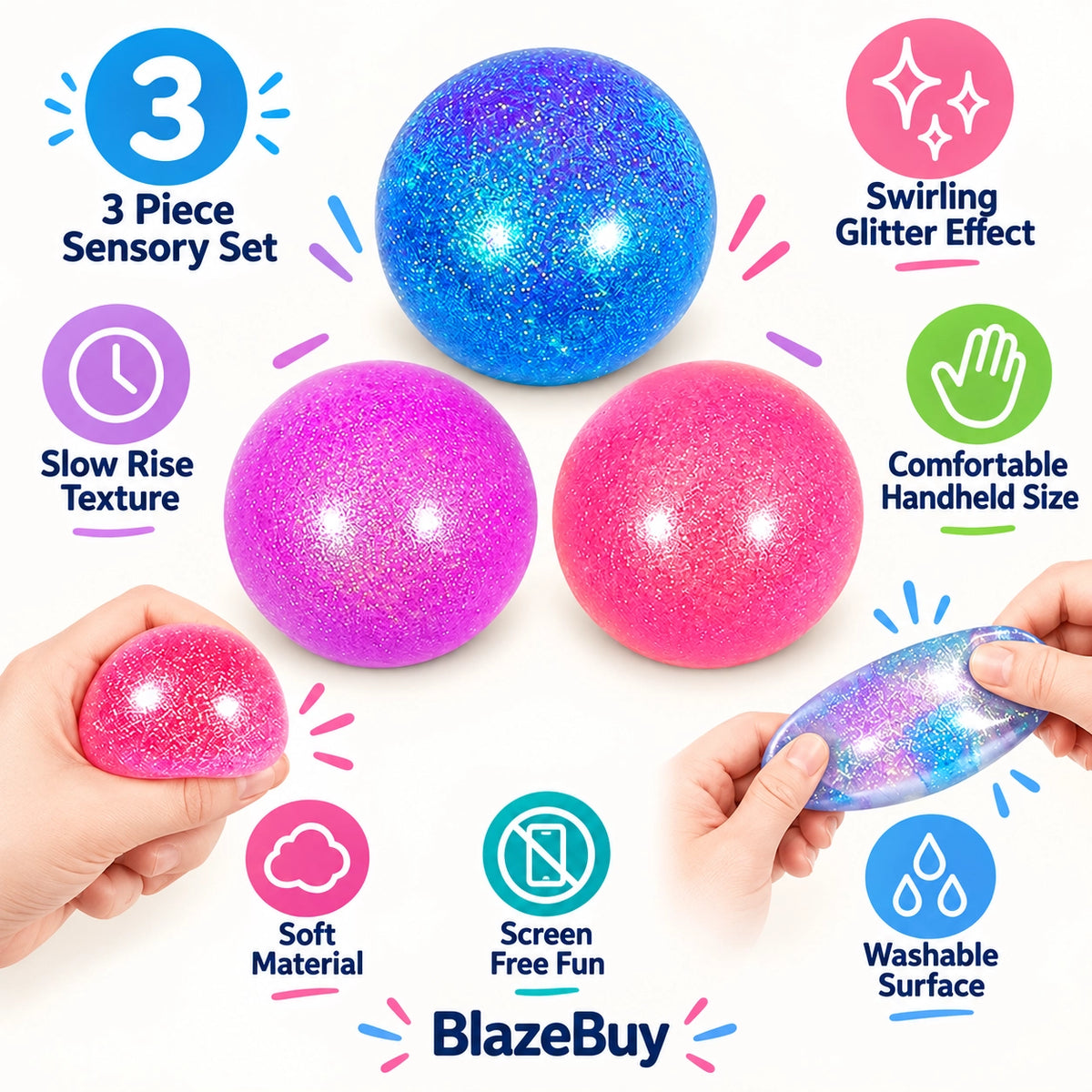 Glitter Stress Ball Set
