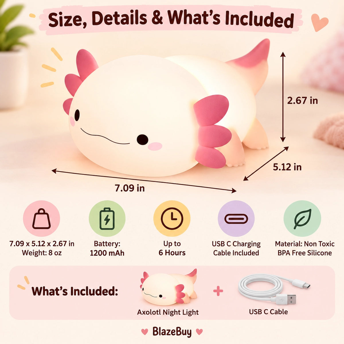 Axolotl Silicone Night Light