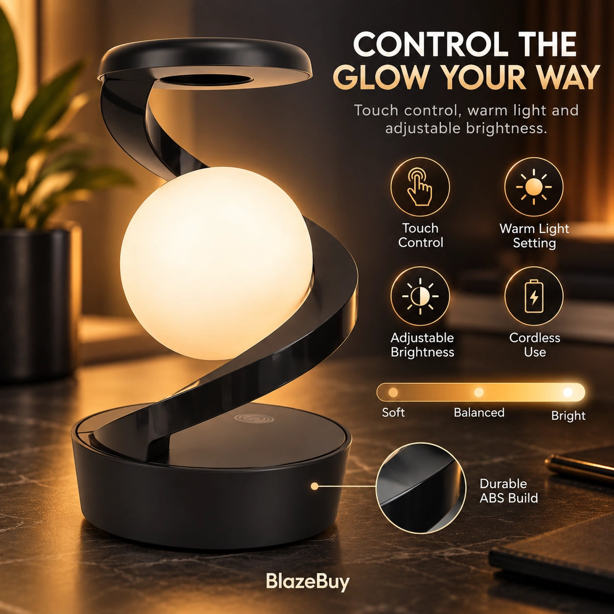 Levitating LED Spiral Lamp
