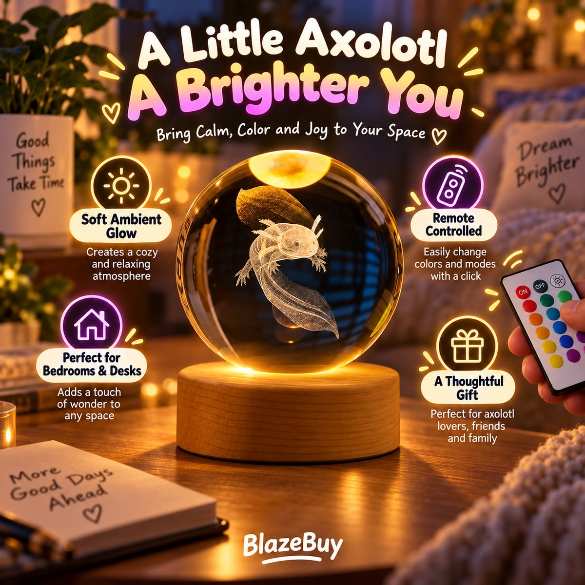 Axolotl Crystal Ball Lamp