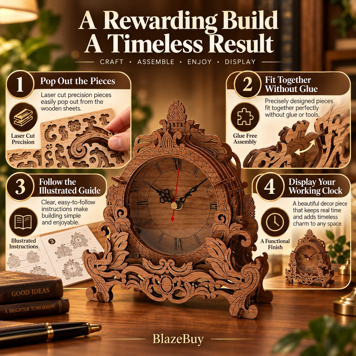 Wooden 3D Puzzle Clock