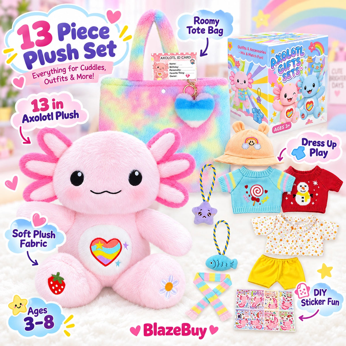 Axolotl Dress Up Plush Set