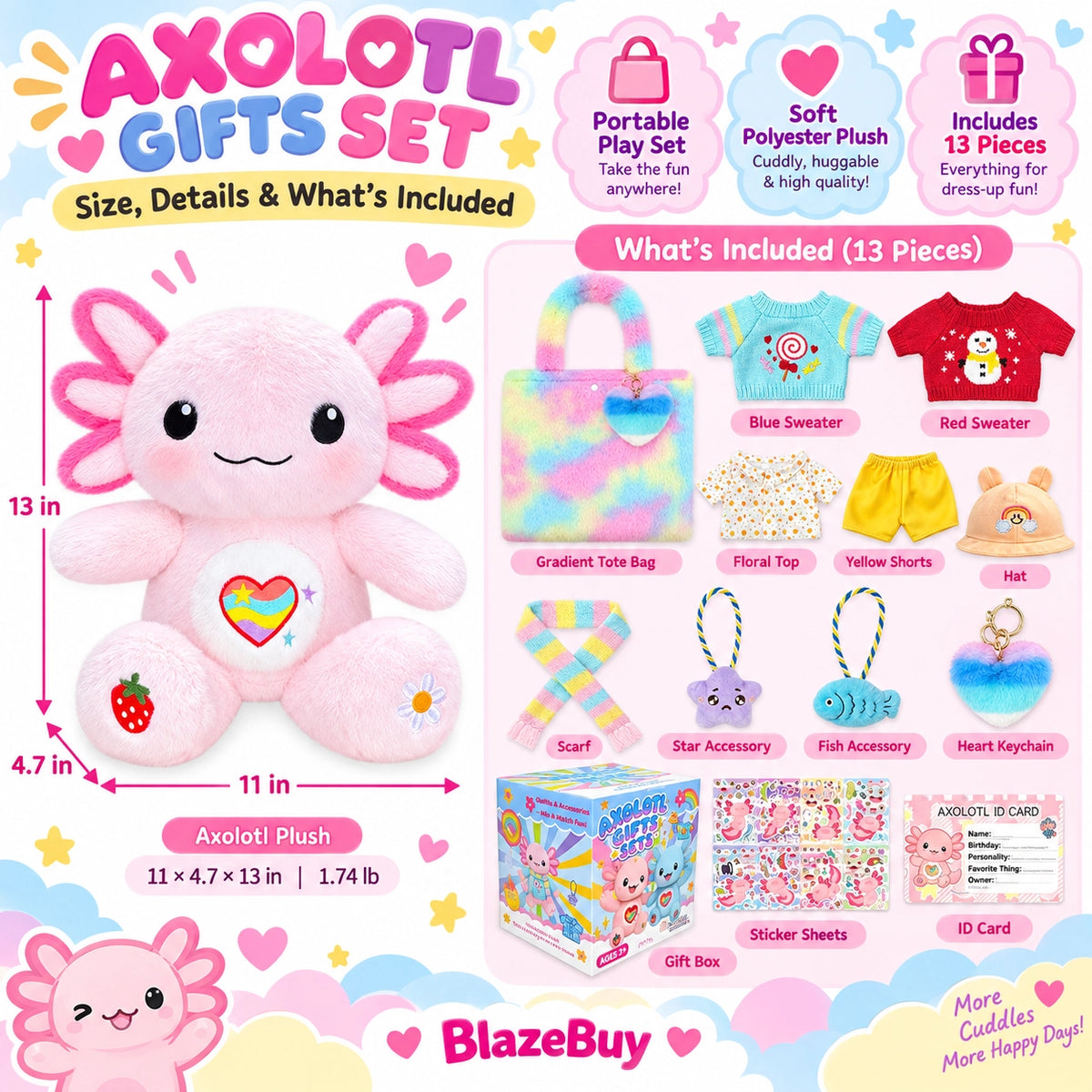 Axolotl Dress Up Plush Set
