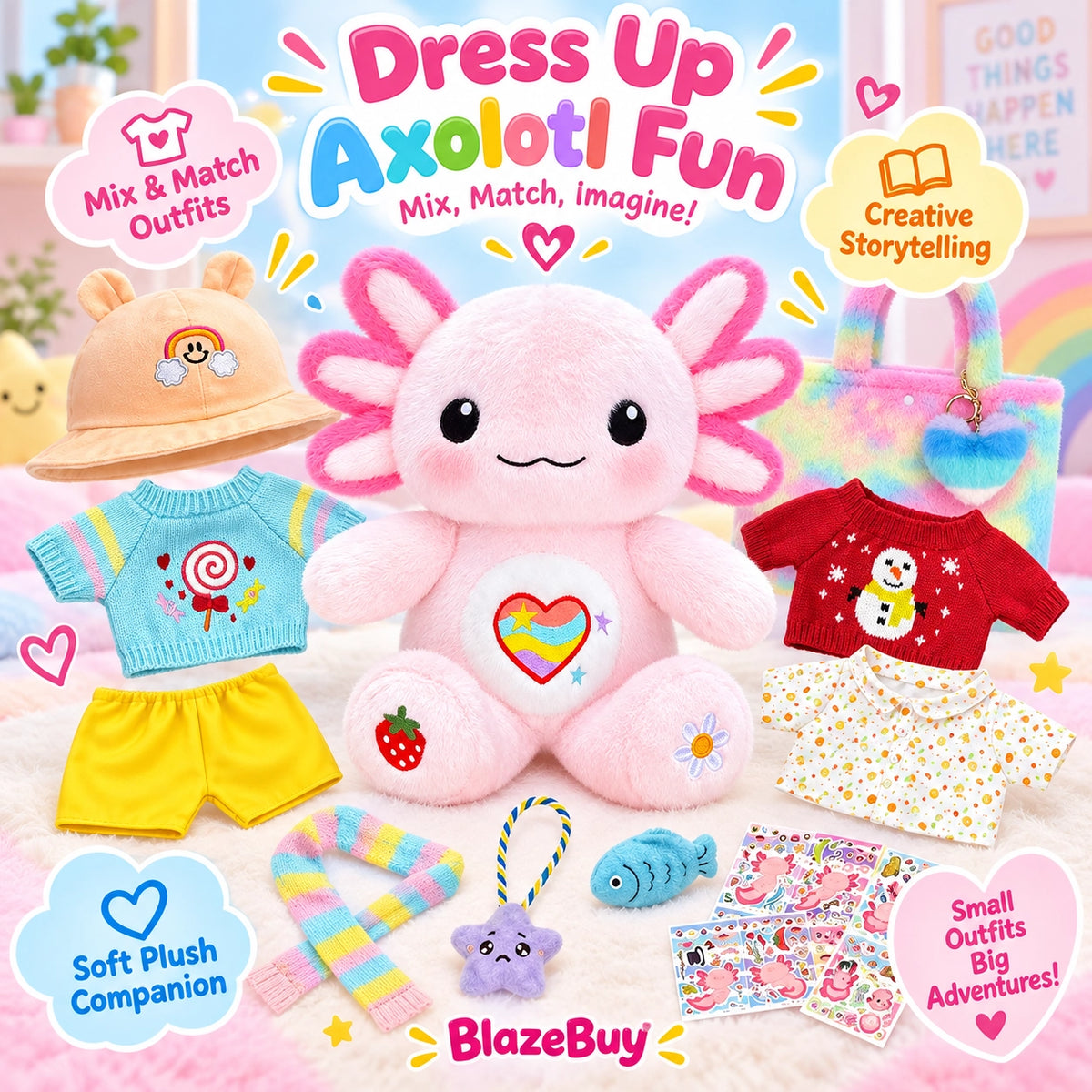 Axolotl Dress Up Plush Set