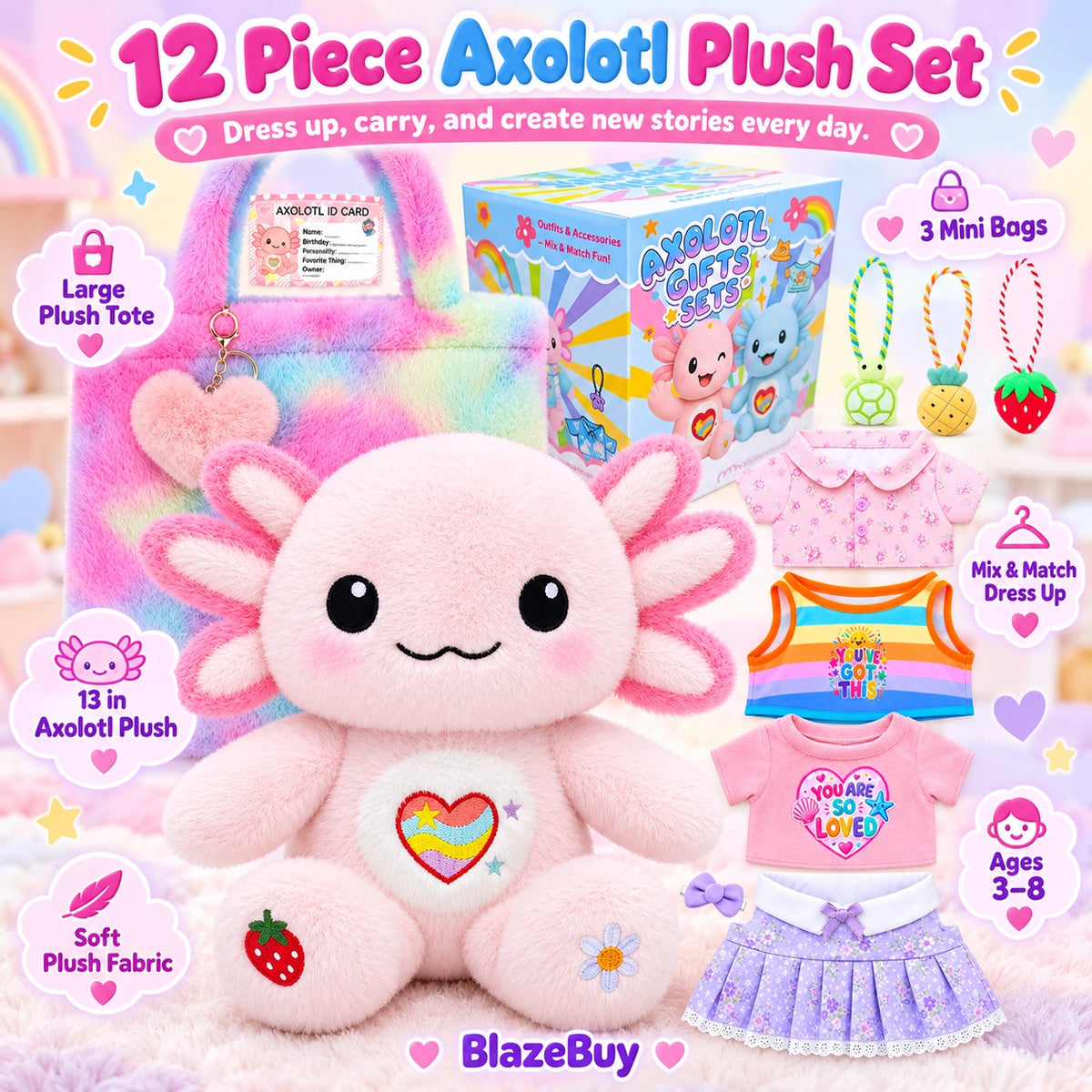 Axolotl Dress Up Plush Set