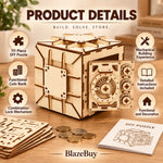 3D Wooden Safe Puzzle Bank