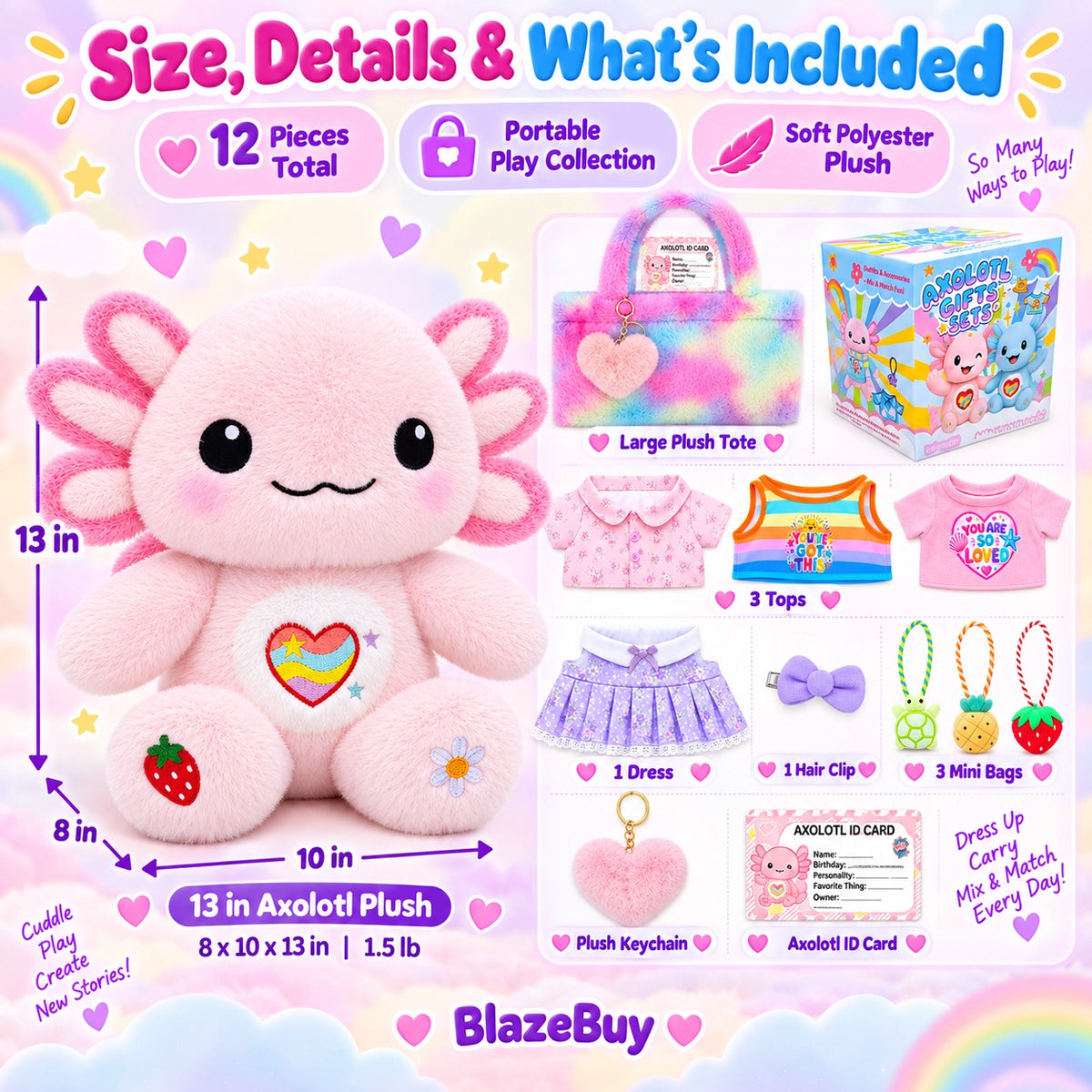 Axolotl Dress Up Plush Set