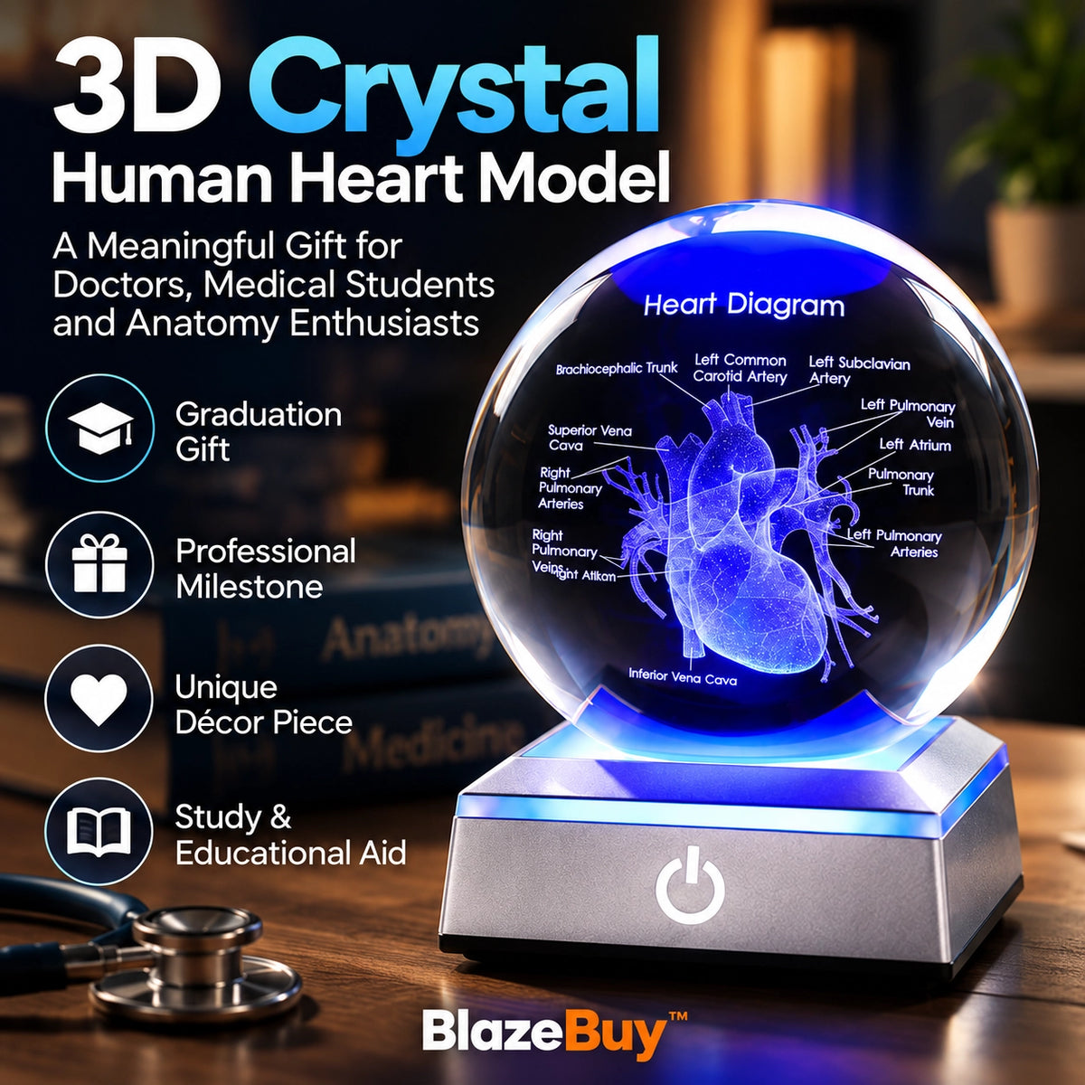 3D Crystal Human Heart Model