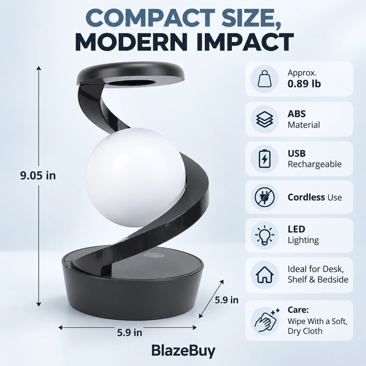 Levitating LED Spiral Lamp