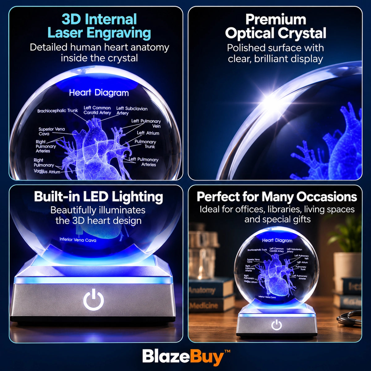 3D Crystal Human Heart Model